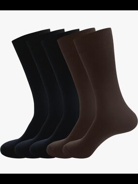 Tessuto Menswear 5-Pack Dress Crew Socks in Black and Brown Size 9-12